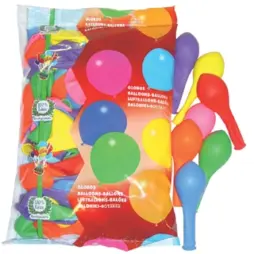 GLOBO 100% LATEX BIODEGRADABLEBOLSA DE 100 UNIDADES COLORES SURTIDOS