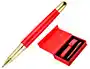 BOLIGRAFO Y ESTUCHE BELIUS PASSION DOR ALUMINIO TEXTURA CEPILLADA COLOR ROJO Y DORADO TINTA AZUL CAJA DE DISEÐO