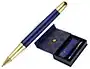 BOLIGRAFO Y ESTUCHE BELIUS SOIREE COLOR AZUL MARINO Y DORADO TINTA AZUL CAJA DE DISEÐO