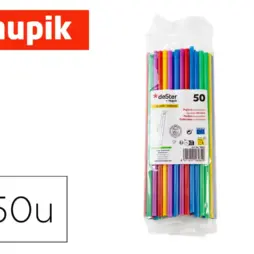 SORBETE NUPIK PAPEL RECICLABLE 100% 200X6 MM PAQUETE DE 50 UNIDADES COLORES SURTIDOS